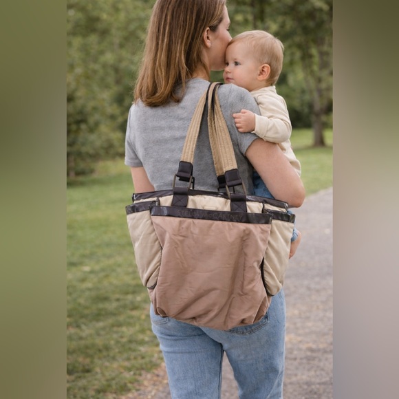Stella McCartney Handbags - Stella McCartney LeSportsac Diaper Tote Bag Beige Nylon Baby Bag w/ Changing Pad